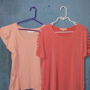 Michael Kors Coral Cut-Out Sleeve Tee Bundle Lauren Conrad XL